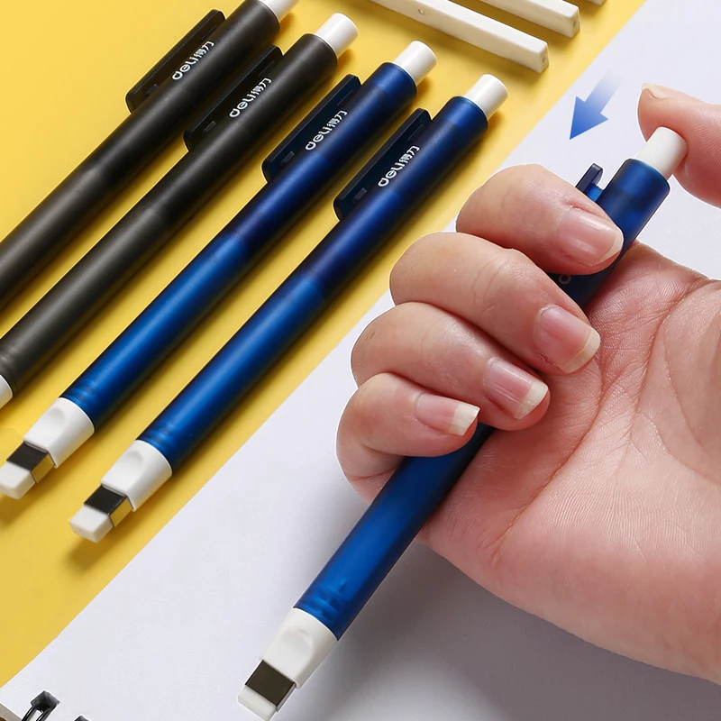 Pencil Rubber Retractable Press Eraser School Stationery Deli Erasers