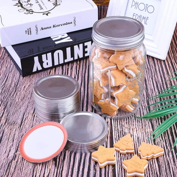 

Glass Bottles Leak Proof Universal Rings Mason Jar Tinplate Canning Lids Replacement Parts Reusable Storage Solid Caps Sealing