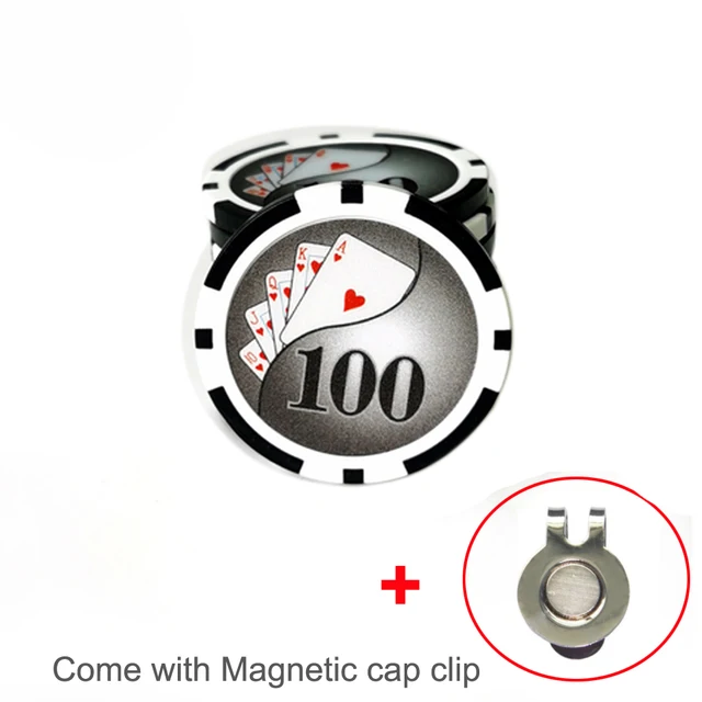 1Pcs New Golf Ball Marker with A Standard Hat Clip Magnetic Alloy Marker Golf Accessories Poker Numbers 100