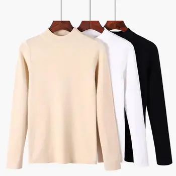 

2019 acutmn women's fashion O-neck knitting pullovers basic knitted sweater full sleeve baisc winter tops