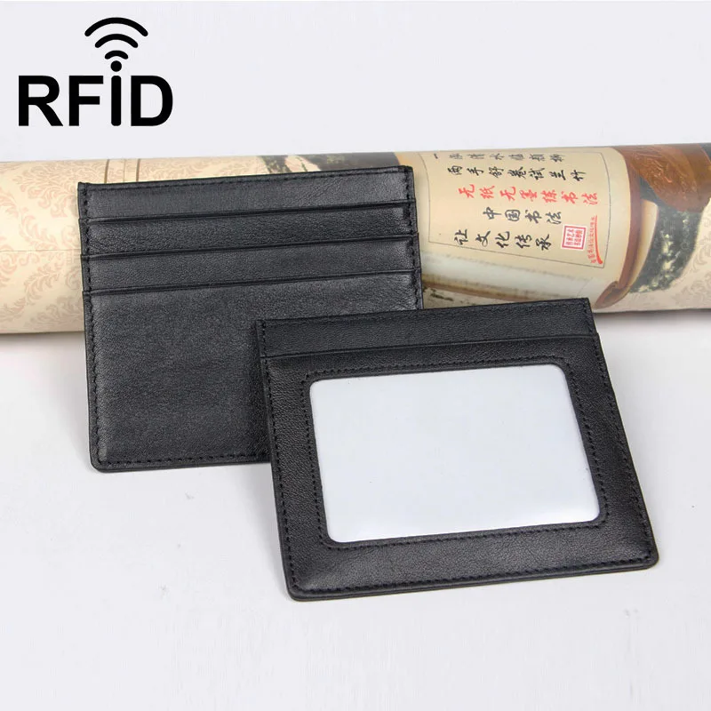 Стиль мужской женский воловьей кожи анти-degausing RFID портмоне тонкий держатель для карт чехол для удостоверения личности напрямую от производителя продажи