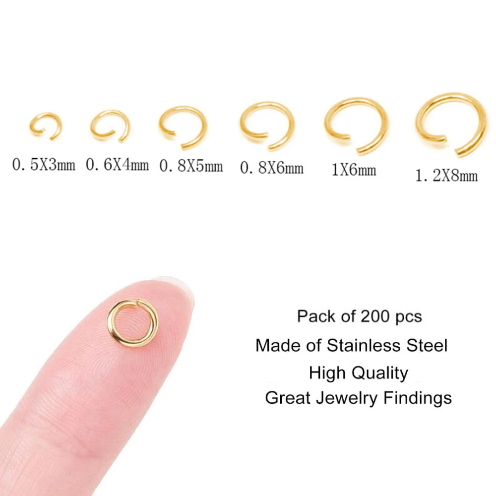 200Pcs 3/4/5/6/8mm 스테인레스 스틸 오픈 점프 링 DIY 쥬얼리에 대 한 분할 링 커넥터 액세서리 결과 용품 만들기