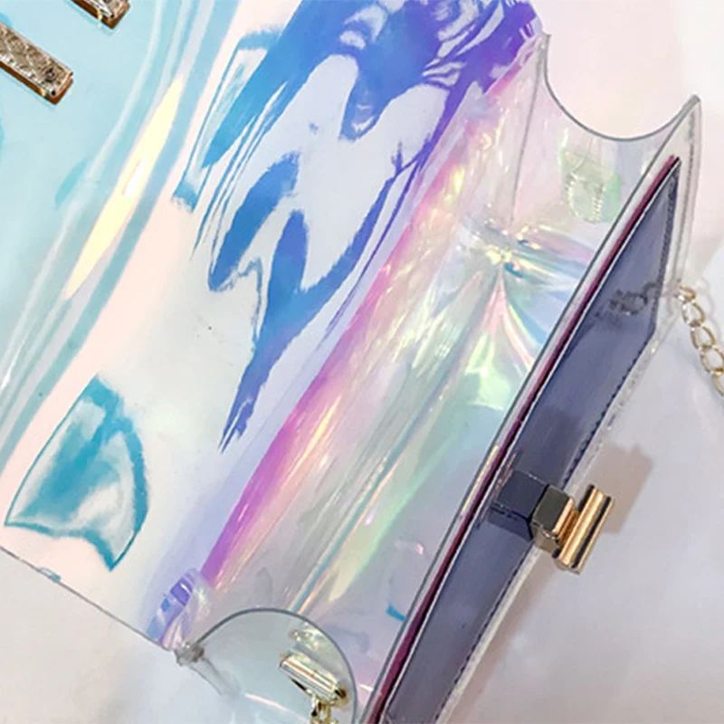 Fashion Women Colorful Jelly Shoulder Bag Girl Laser Holographic Transparent Handbag Crossbody Messenger Bags Mini Tote SS0424 (11)