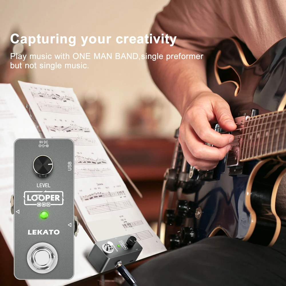 Estação de Loop para Guitarra Lekato Mini Música Looper Pedal Guitarra