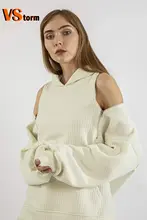 

Casual Solid Sweatshirt for Women Hooded Collar Long Sleeve Hollow Out Minimalist Sweatshirts Female Fashion Fall Plus Size