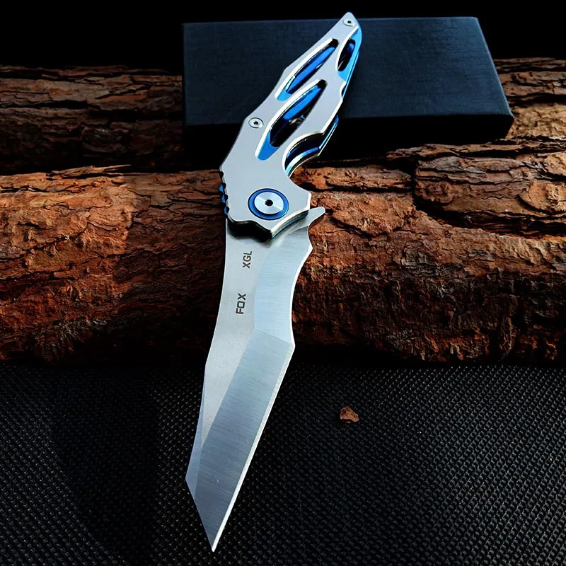 Steel color Карманные ножи стальная ручка лиса 9CR14MOV Быстрый острый складной нож для кемпинга охотничий нож выживания EDC ручные инструменты - Цвет: Steel color