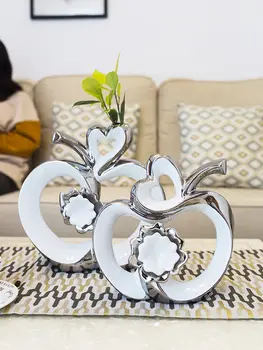 

Modern Minimalist Ceramic Apple Lucky Ornaments Crafts Home Furnishing Decoration Livingroom Office Room Desktop Figurines Decor