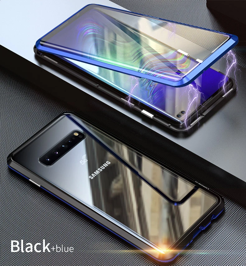 360 магнитный двойной чехол из закаленного стекла для samsung Galaxy S10 S9 Plus S10plus S8 Магнитный флип-чехол для samsung Note 10 10+ 9 8