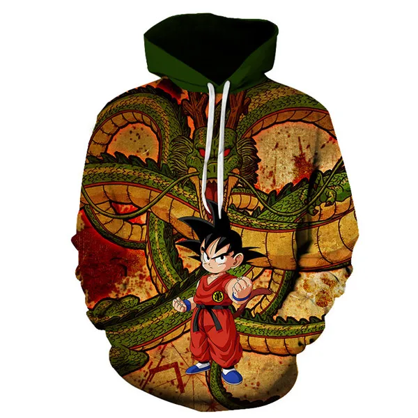 picture color Худи Dragon Ball для маленьких мальчиков/девочек 3D Толстовка 7Dragon Ball Z кофты аниме модные Повседневное костюмы Тонкий пуловер с капюшоном внешний - Цвет: picture color