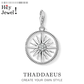 

Real 925 Sterling Silver Fashion Jewelry Large Sun Pendant Charm Fit Necklace Bracelet for Women Drop Shipping Wholesale