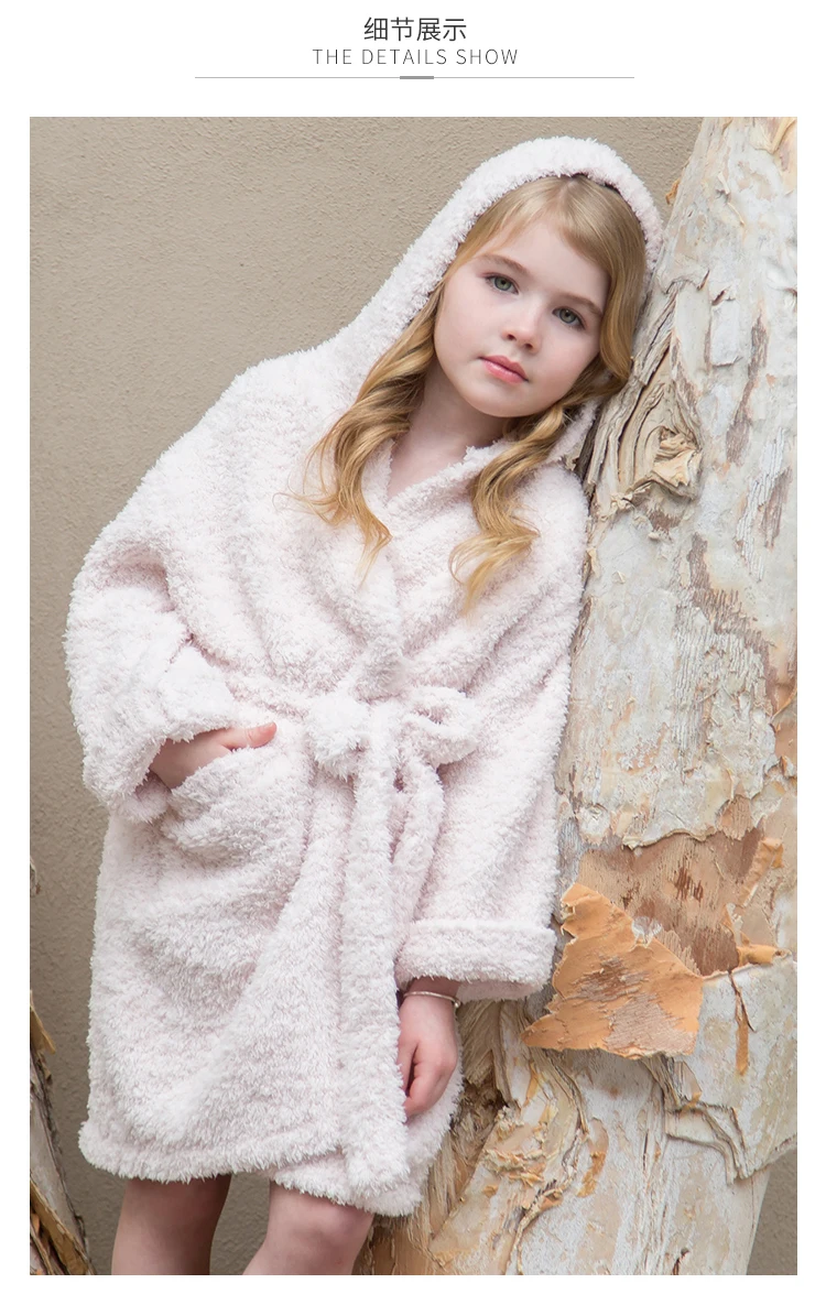 Детская Пижама с капюшоном, банный халат, детский халат, зимняя плотная ночная рубашка для родителей и детей, одежда для сна
