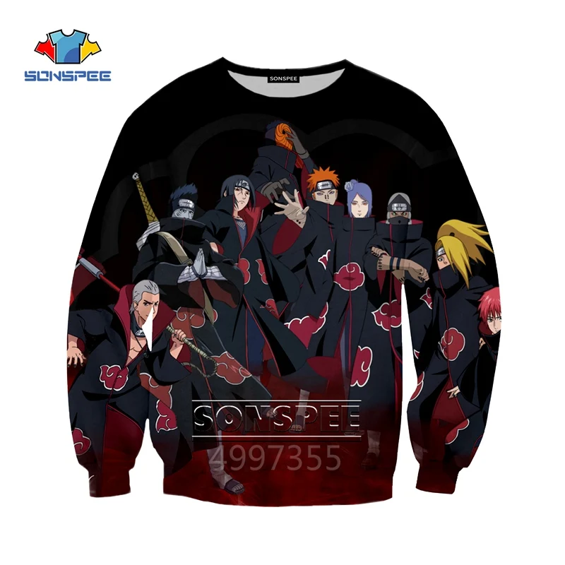 SONSPEE Naruto Akatsuki Harajuku/Детские толстовки с 3D принтом; детская одежда для мальчиков и девочек-подростков; топы; пуловер с длинными рукавами; SW157