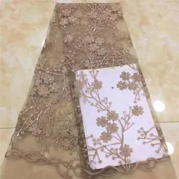 

Pretty flower embroidery French net lace fabric elegant wedding/party tulle lace material PDN825 (5yards/lot) multi color