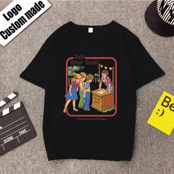 

Summer Unisex Scary Funny Satan T Shirt Horror Psychedelic Tee Tops Harajuku Sell Your Soul T-Shirt Cool Streetwear Men Female