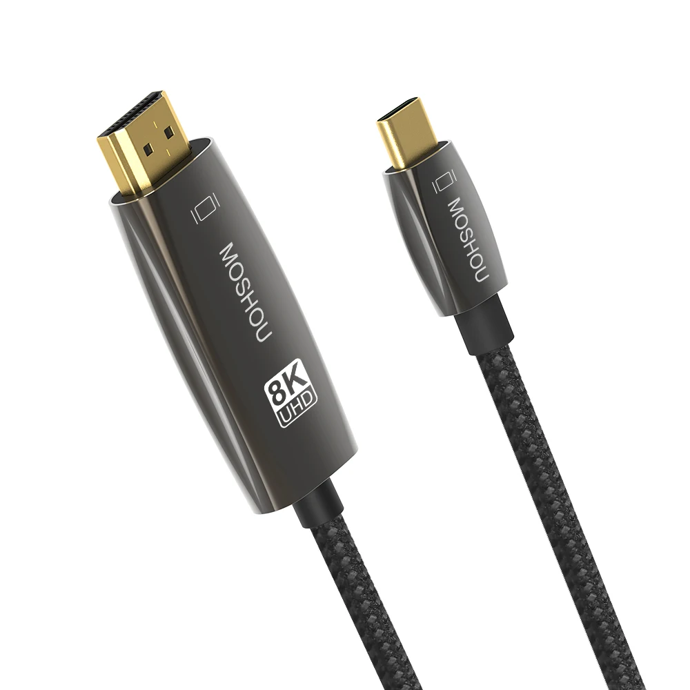 Moshou USB C to HDMI-Compatible Cable HDR 8K@30Hz 4K@120Hz Type C to HD Cable 48Gbps For Laptop DP Alt Mode