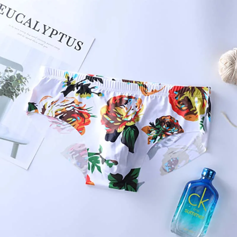 Faringoto Calzoncillos Sin Costuras Para Hombre, De Seda De Hielo, Ultra Delgados, Transpirables, Sexis, Con Bolsa Convexa En U, Calzoncillos Tipo Bóxer, Blanco, Small