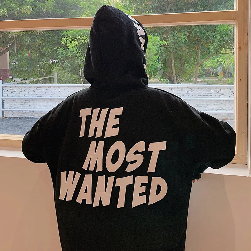 

Figure Photo Autumn And Winter New Installation Korean-style Versatile Printed Letter INS Super Fire Hoodie Brushed And Thick Ho