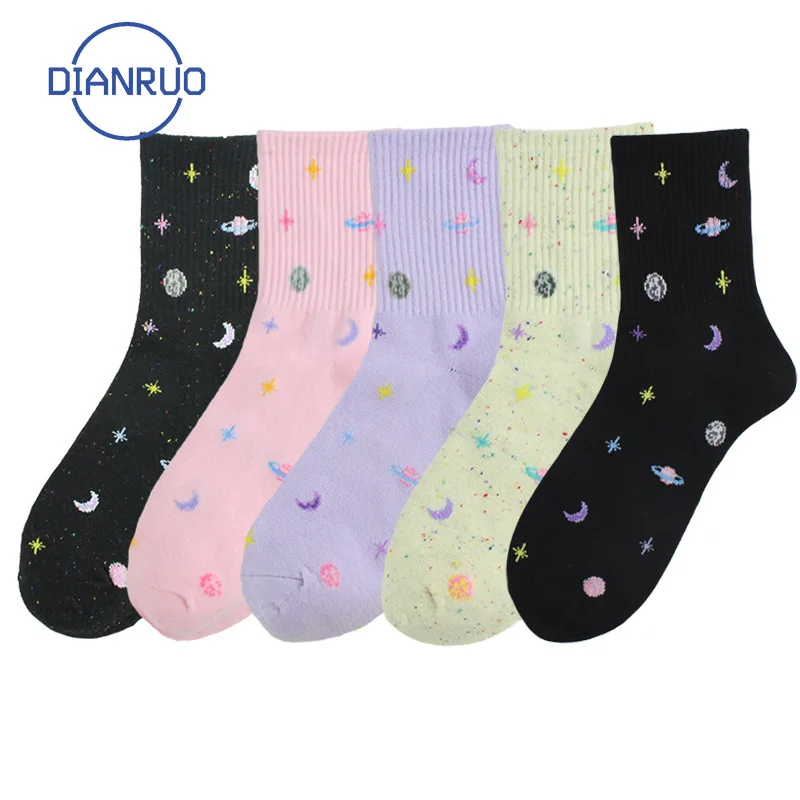 DIANRUO милые женские носки Harajuku креативные Мультяшные планеты космический дизайн