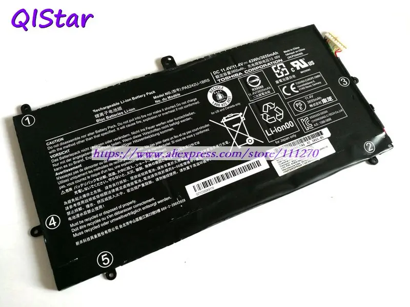 QISTAR 11,4 V 43Wh подлинный PA5242U-1BRS Аккумулятор для ноутбука Внешняя рамка Toshiba 12 Series/Portege X30 Series