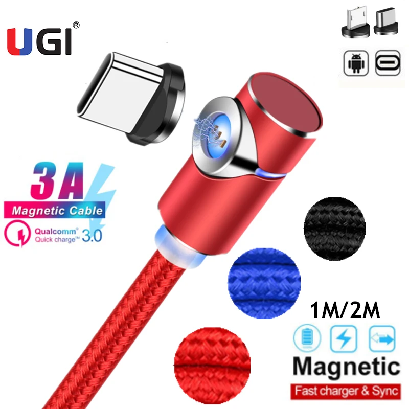 Магнитный кабель быстрой зарядки UGI 3A QC3.0 типа C QC2.0 USB для Micro мобильный телефон