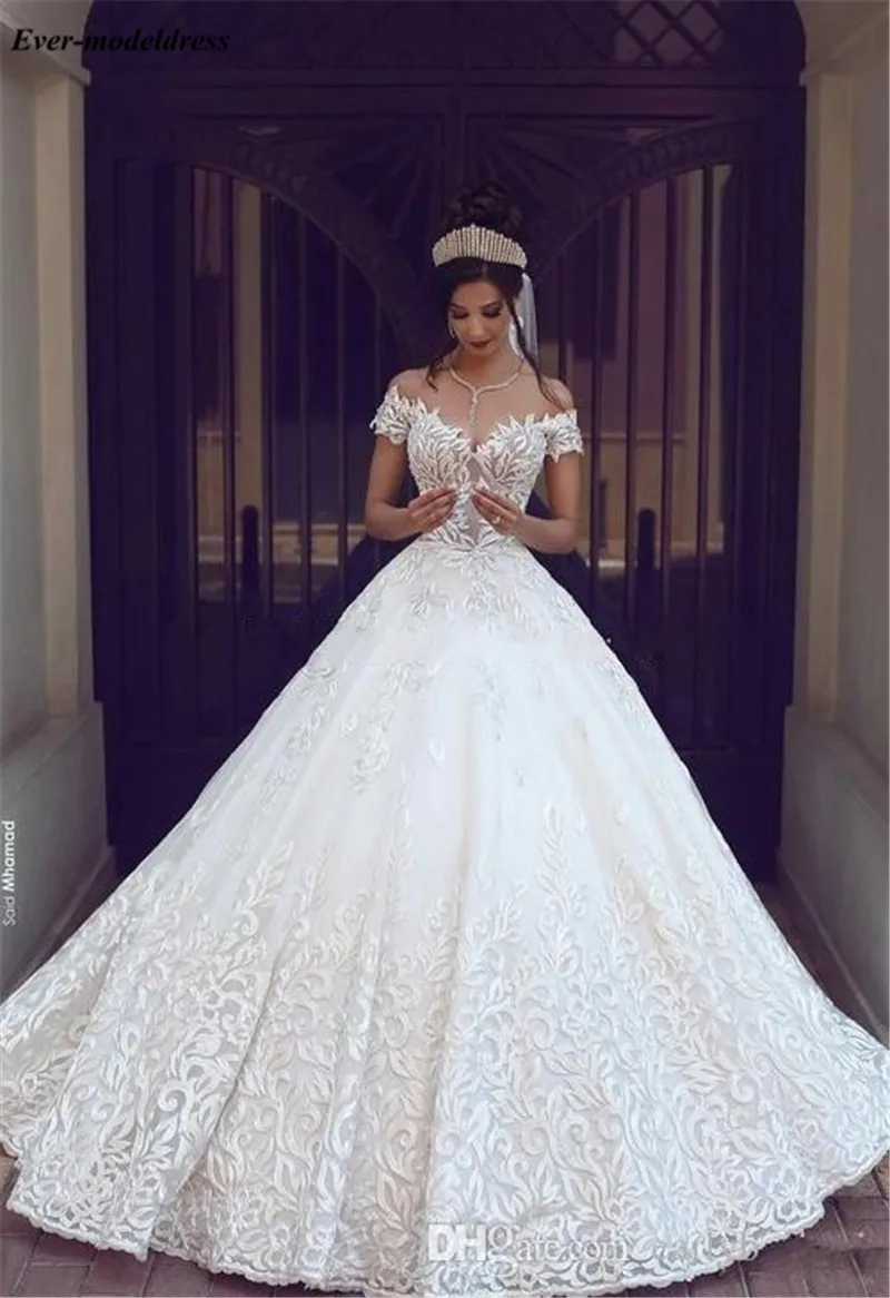 Vestido De Noiva/кружевные свадебные платья с аппликацией, Прозрачная молния сзади, Арабская, Дубай, свадебные платья, роскошное платье для невесты, большие размеры