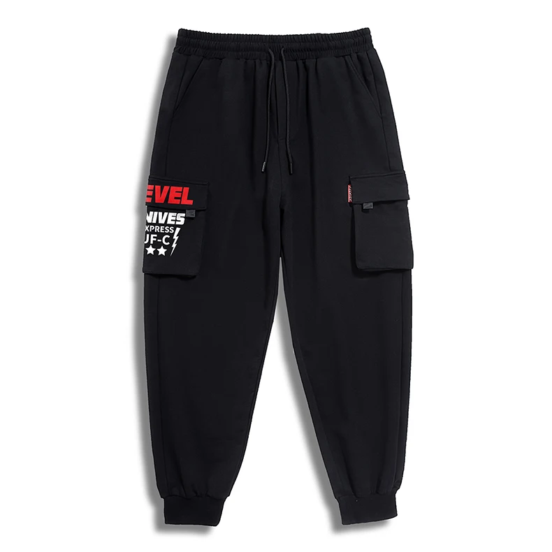 Plus size 7xl 6xl 5xl Cargo Pants Men Solid Color Black Loose Casual Jogger Pocket Elastic waist Ankle Length Trousers