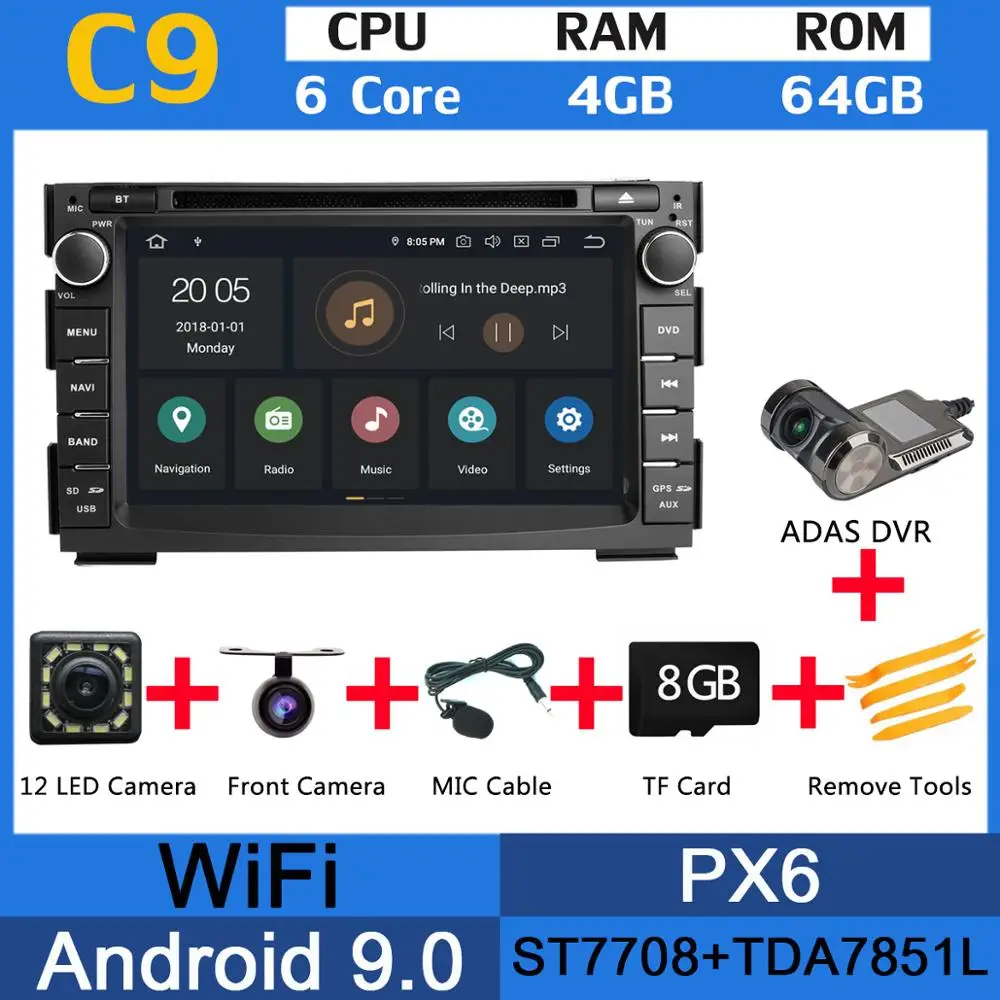 2Din 8 ядерный Android 9,0 PX6 4G+ 64G Автомобильный dvd-плеер для KIA Ceed Venga DSP Авто CarPlay радио gps навигация мультимедиа головное устройство - Цвет: PX6 ADAS