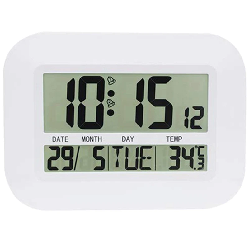 

Digital Wall Clock Battery Operated Simple Large LCD Alarm Clock Temperature Calendar Date Day for Home Office