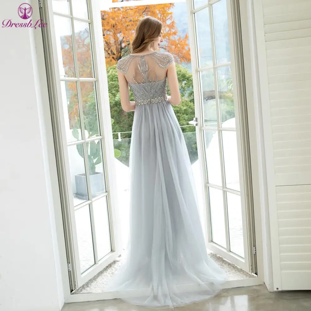 Vestido Новое поступление вечернее платье с бисером в дубайском стиле Серебристые вечерние платья длинные серебристые вечерние платья трапециевидной формы