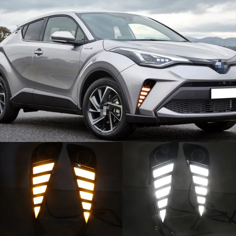 

2 шт. для Toyota C-HR CHR 2020 2021 динамический сигнал поворота Водонепроницаемый ABS автомобильный DRL светодиодный светильник дневного света Дневной светильник