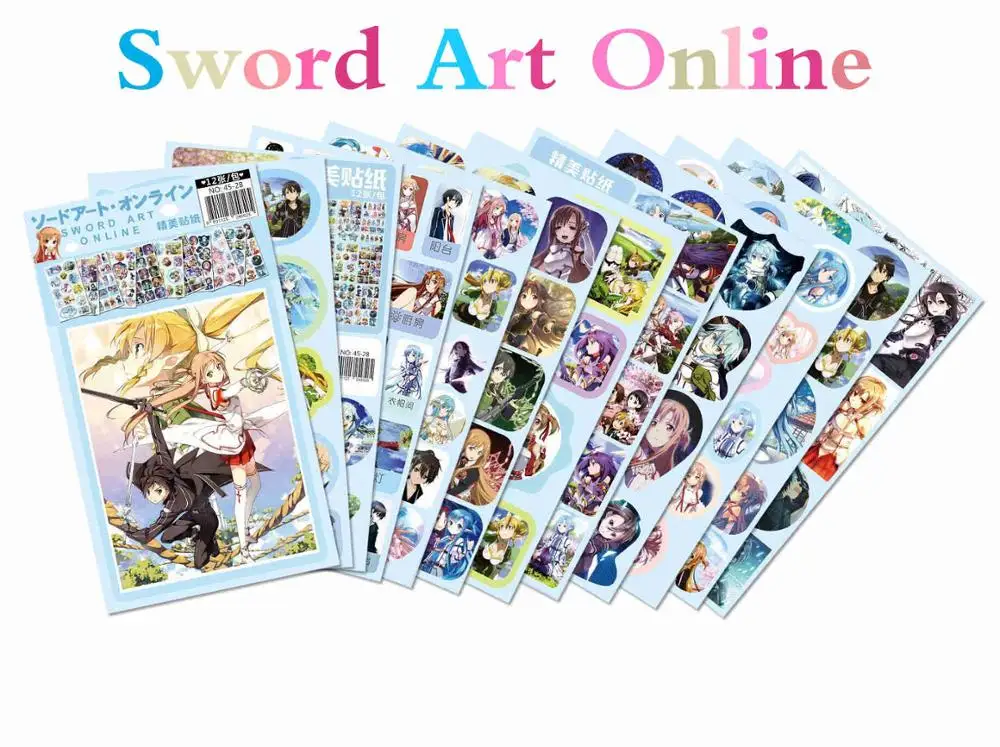 Sword Art Online 12 шт./компл. обувь для вечеринки в Стиле косплей Sword Art Online маленькая наклейка на стену Аниме комиксов вокруг наклейки подарок - Цвет: Sword Art Online