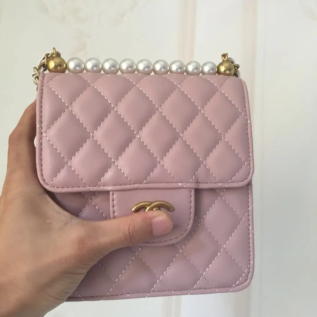 Fashion lady shoulder messenger bag Beading Diamond Lattice chain woman handbag mobile phone bag Crossbody bag