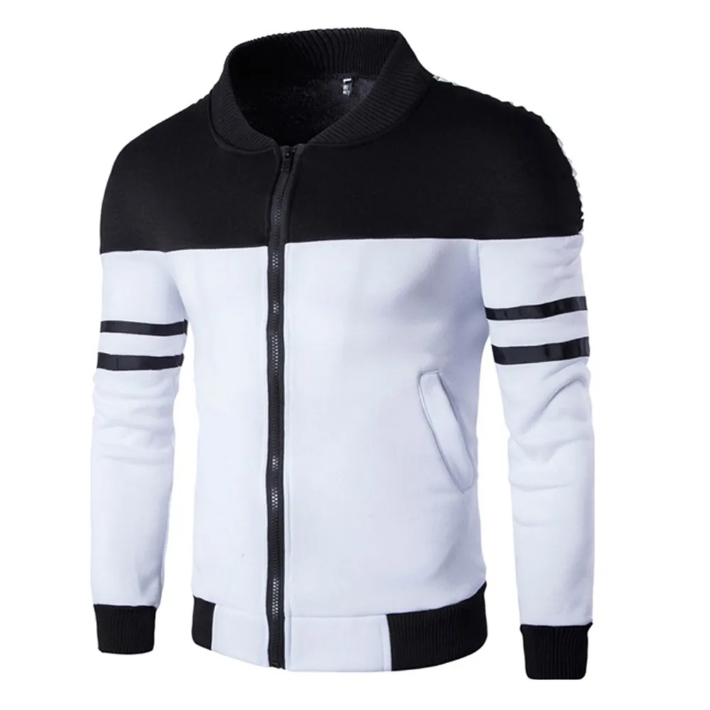

.Men Casual Spring Autumn Lightweight Jacket 2019 New Arrival Contrast Color Zipper up Jackets Outwear Cheap