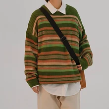 Winter Sweater Men Warm Fashion Contrast Color Casual Knit Sweter Man Loose Long Sleeve Sweaters Striped Pullover Men Clothes Winter Sweater Men Warm Fashion Contrast Color Casual Knit Sweter Man Loose Long Sleeve Sweaters Striped Pullover Men Clothes