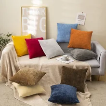 Taie d'oreiller en Chenille de couleur unie pour la maison, coussin de canapé nordique avec noyau, en tissu, modèle de pièce, décorations de lit, de bureau, 45x45cm 