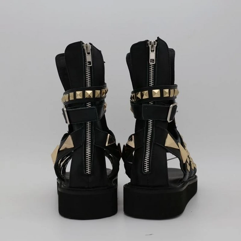 Lace Up Men/'s Open Toe Hollow Out Roman Sandals Beach High Top leather Sandals