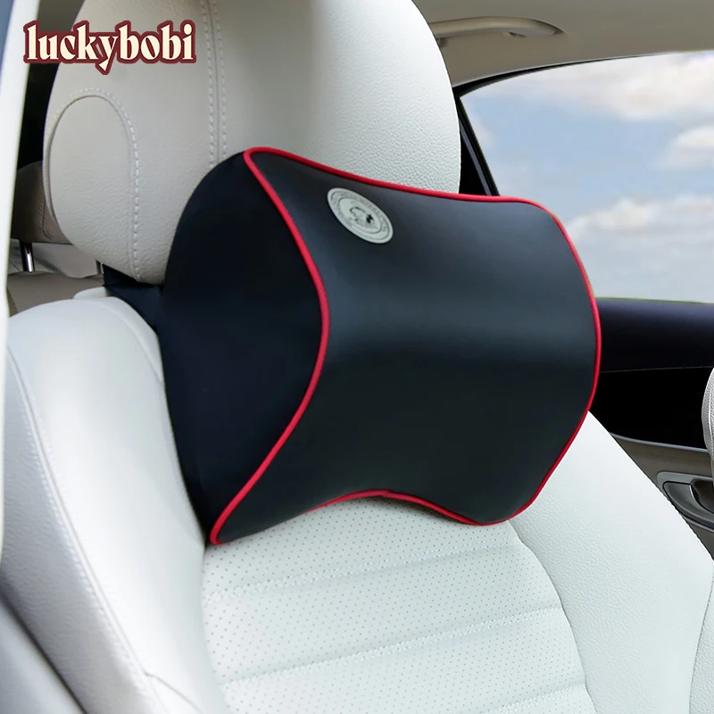 

Car Neck Pillow 3D Memory Foam Cushion Washable Head Support Leather Car Seat Pillows Back Cushion for Office Chair Universal
