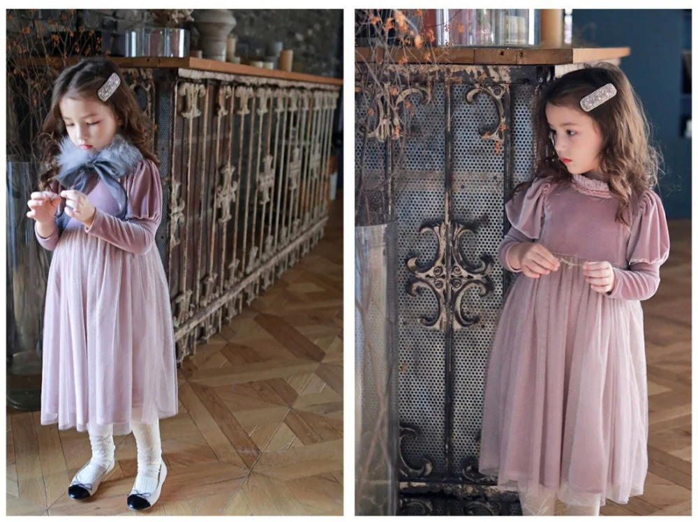 Ins/Детская Вельветовая юбка-пачка в стиле пэчворк; одежда принцессы для девочек; вечерние платья; милое детское платье с фатиновой юбкой ярких, розовых, черных цветов
