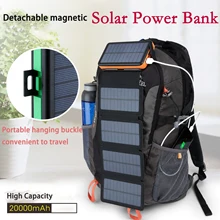 Outdoor Waterproof Solar Power Bank 10000/20000 MA Mobile Phone Portable Solar Charging Treasure Magnetic Detachable Solar Panel