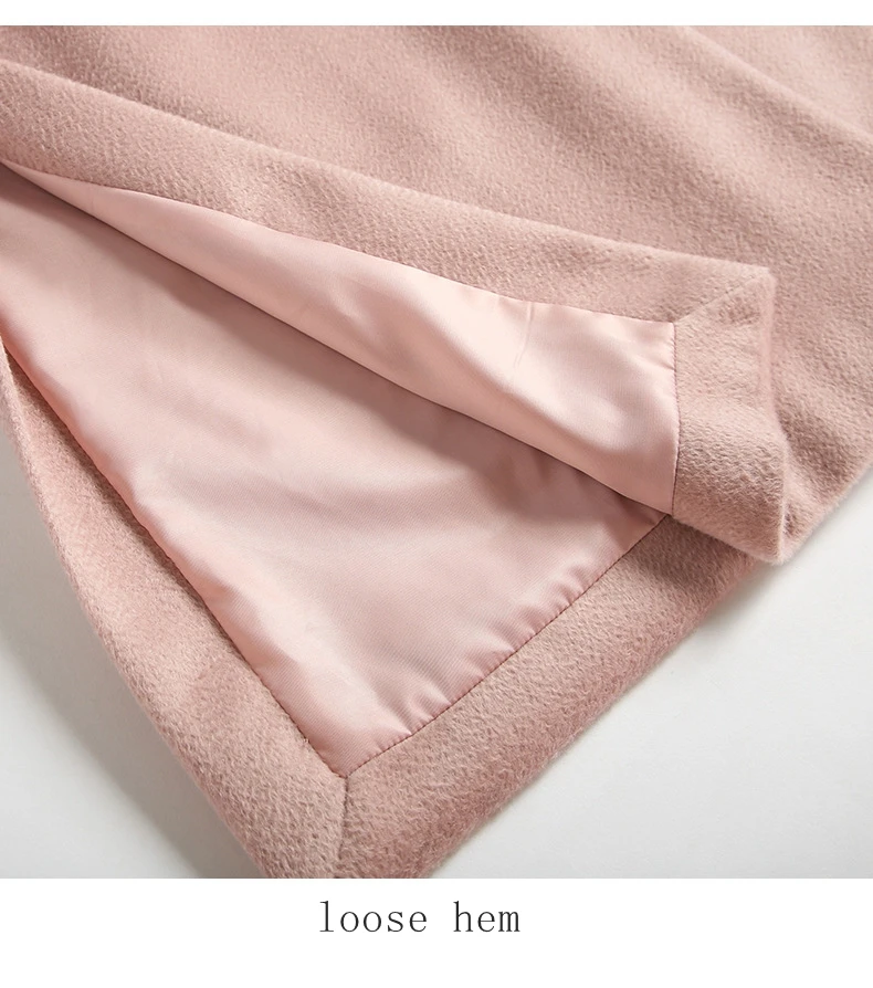 Зимнее шерстяное пальто в новом стиле, Женская двусторонняя шерстяная верхняя одежда, розовая Женская теплая куртка, Свободное длинное пальто средней длины, верблюжье пальто