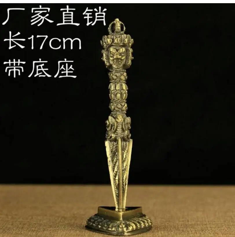 Copper Statue Tibetan Buddha Tantric Vajra pestle Tantra Vajrakilaya phurpa alloy coppering Buddhist with base do the old about | Дом и сад