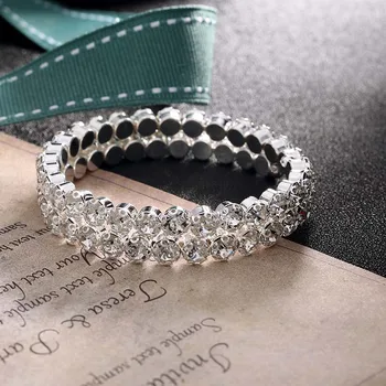 

TB-75 Crystal Bracelets For Women Multilayers Silver Color Link Bracelets & Bangles Fashion Full Rhinestone Wedding Jewelry Gift