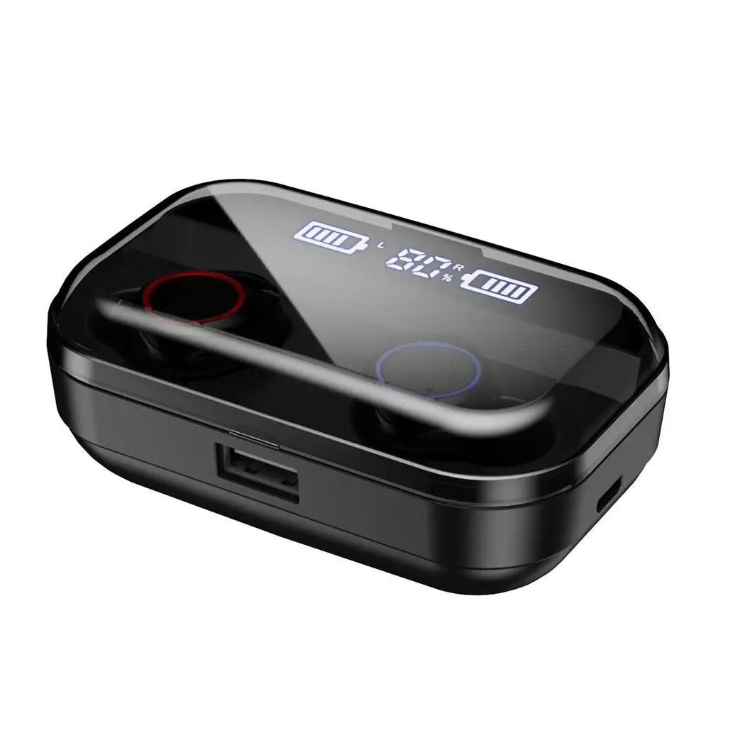 black Wireless Earbuds In-Ear Bluetooth 5.0 TWS Headset Waterproof Binaural Stereo Earphones with 4000 mAh Charging Case Microphone - Цвет: black