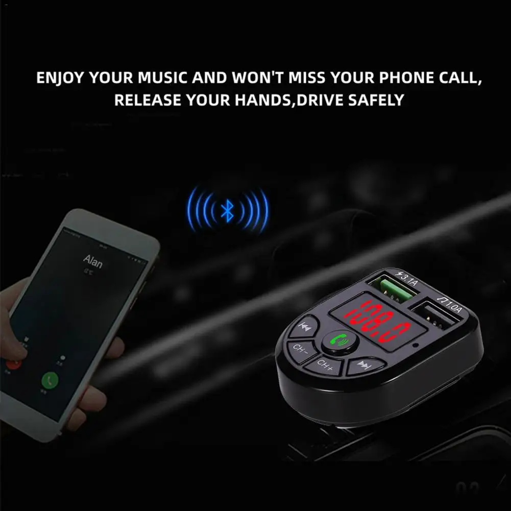 Беспроводной во время езды в автомобиле Bluetooth 5,0 FM передатчик с светодиодный Дисплей MP3 автомобильный FM стерео радио адаптер авто зарядное устройство для Зарядное устройство