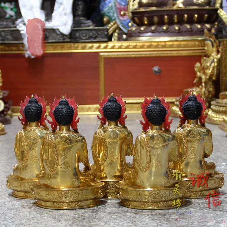 Набор 5 шт. статуя Будды пять дхьяни буддизм Vairocana Aksobhya Ratnasambhava Amitabha Amoghasiddhi позолоченная статуя Будды