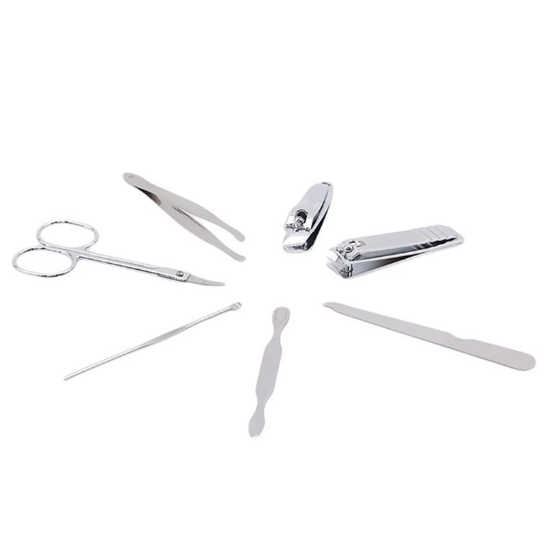 High Quality Stainless Steel Manicure Set Porcelain Case Nail Care Tools Nail Clippers Kit Pedicure Scissor Tweezer 7PCS/Set