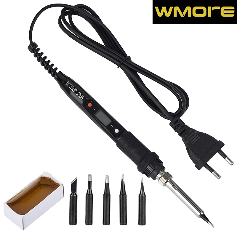 

WMORE LCD Soldering iron 80W 110V 220V Temperature adjustable Welding solder station repair tool kits soldering tip with Rosin