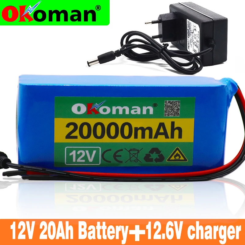 Высокое качество 18650 аккумулятор большой емкости 12v 20ah 18650 литиевая батарея Защитная плата 12v 20000mAh емкость+ зарядное устройство