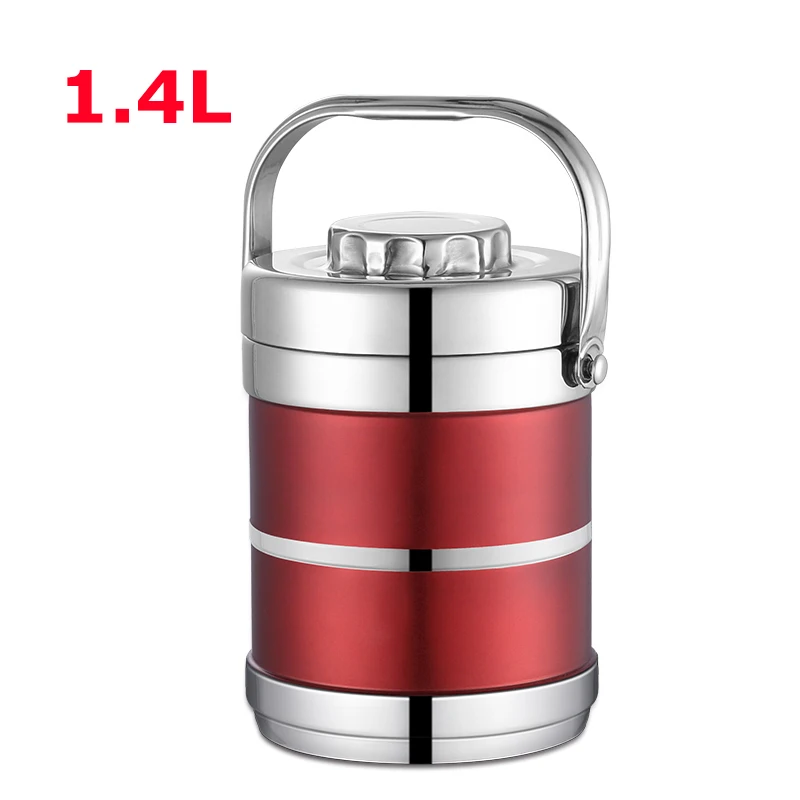 1.4L Red 1,4-л вакуумный Ланч-бокс из нержавеющей стали Термос тепловой контейнер для еды офисный детский студенческий для школьных Бенто-бокс розовый большой мешок - Цвет: 1.4L Red