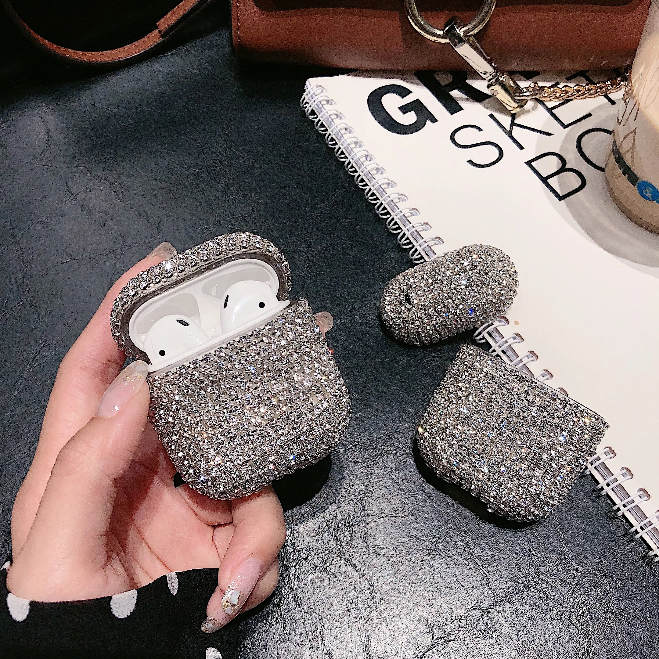 

Bling Diamond Cover For Airpods 1 2 Case Wireless Bluetooth Earphone Shiny Rhinestone Cover For Airpods 1 2 Heatset Charging Box